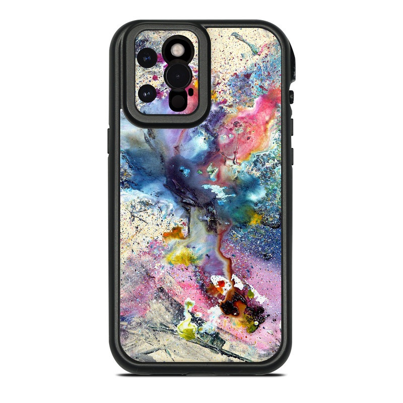LifeProof iPhone 12 Pro Max fre Case Skin design of Watercolor paint, Painting, Acrylic paint, Art, Modern art, Paint, Visual arts, Space, Colorfulness, Illustration, with gray, black, blue, red, pink colors