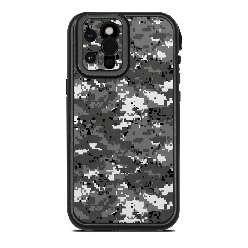 LifeProof iPhone 12 Pro Max fre Case Skin design of Military camouflage, Pattern, Camouflage, Design, Uniform, Metal, Black-and-white, with black, gray colors