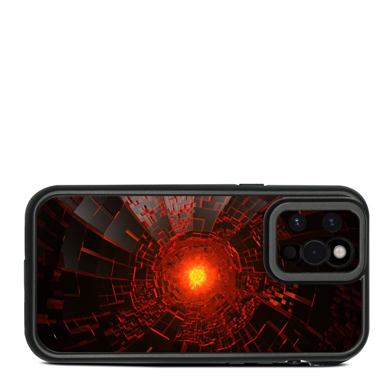 LifeProof iPhone 12 Pro Max fre Case Skin design of Red, Fractal art, Light, Circle, Design, Art, Graphics, Symmetry, Pattern, Space, with black, red colors