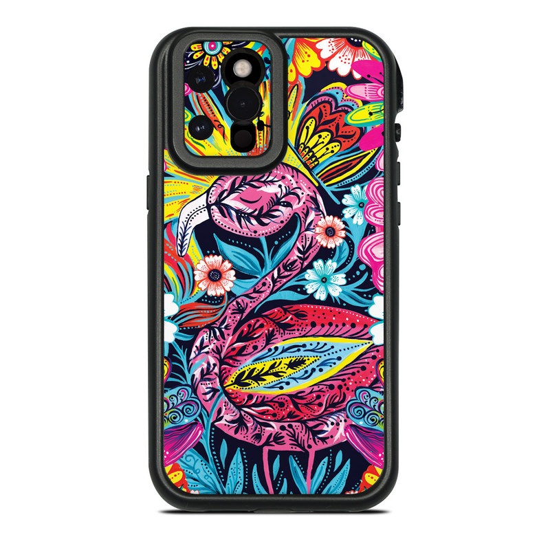 LifeProof iPhone 12 Pro Max fre Case Skin design of Psychedelic art, Pattern, Visual arts, Art, Design, Textile, Illustration, Plant, Graphic design, Drawing, with pink, yellow, black, blue, white colors
