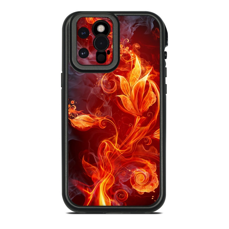 LifeProof iPhone 12 Pro Max fre Case Skin design of Flame, Fire, Heat, Red, Orange, Fractal art, Graphic design, Geological phenomenon, Design, Organism, with black, red, orange colors