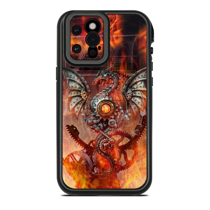 LifeProof iPhone 12 Pro Max fre Case Skin design of Dragon, Demon, Cg artwork, Illustration, Fictional character, Fractal art, Flame, Art, Mythology, Supernatural creature, with red, black, orange, pink, green colors