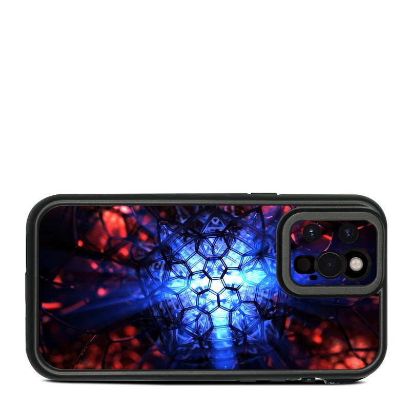 LifeProof iPhone 12 Pro Max fre Case Skin design of Blue, Fractal art, Red, Light, Pattern, Lighting, Art, Kaleidoscope, Design, Psychedelic art, with black, blue, red colors