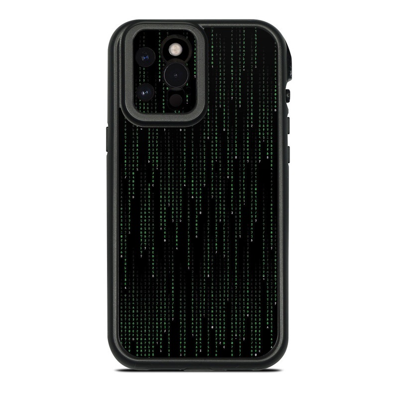 LifeProof iPhone 12 Pro Max fre Case Skin design of Green, Black, Pattern, Symmetry, with black colors