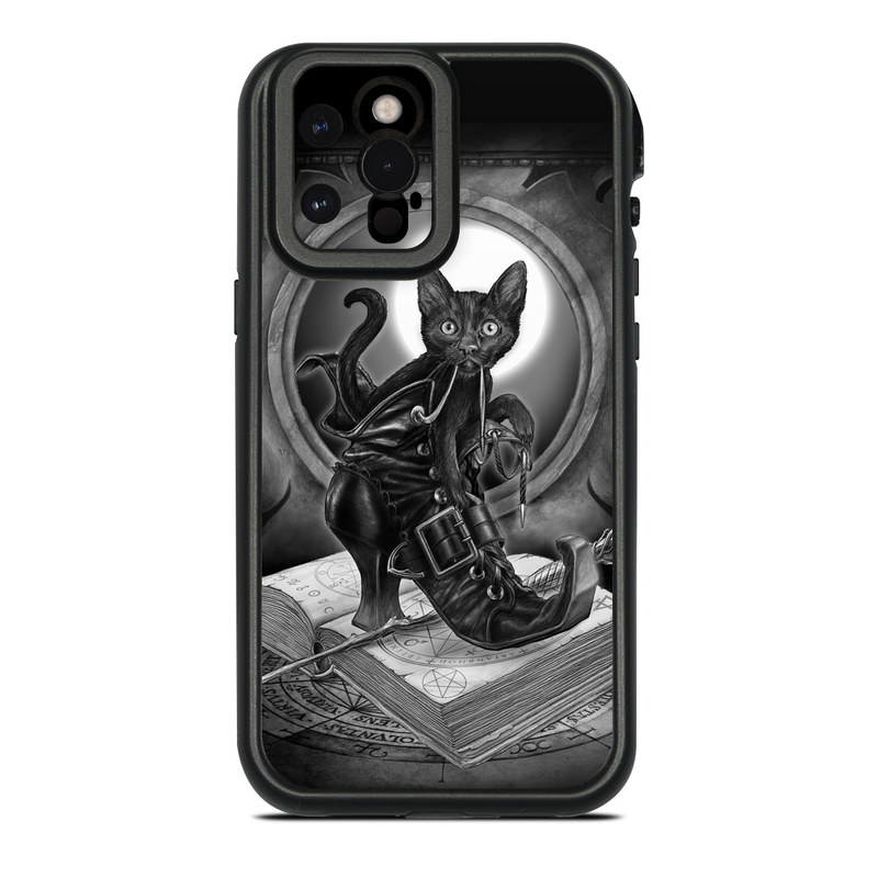 LifeProof iPhone 12 Pro Max fre Case Skin design of Cat, Boot, Book, Wand, Shoelace, Mirror, with black, white, gray colors