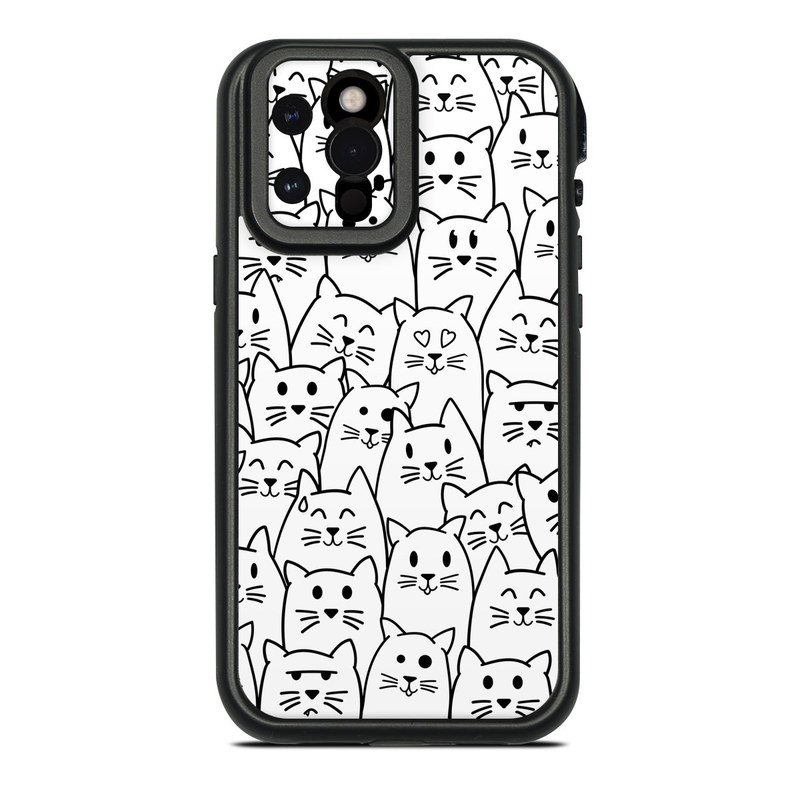 Lifeproof iPhone 12 Pro Max fre Case Skin design of White, Line art, Text, Black, Pattern, Black-and-white, Line, Design, Font, Organism, with white, black colors