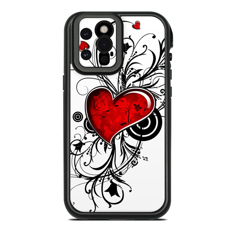 Lifeproof iPhone 12 Pro Max fre Case Skin design of Heart, Line art, Love, Clip art, Plant, Graphic design, Illustration, with white, gray, black, red colors
