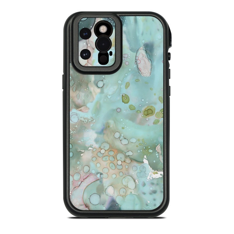 LifeProof iPhone 12 Pro Max fre Case Skin design of Aqua, Blue, Green, Watercolor paint, Pattern, Turquoise, Organism, Design, Art, Painting, with blue, green, pink colors