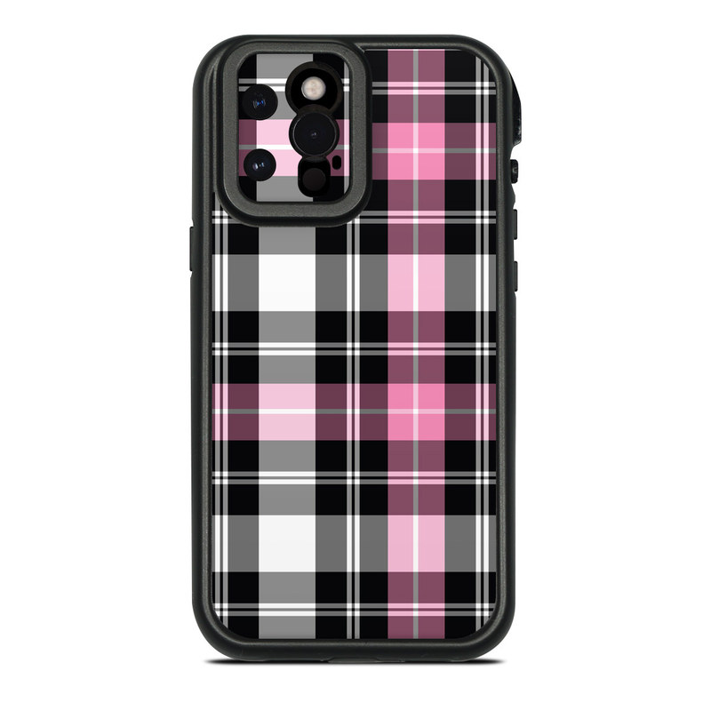 LifeProof iPhone 12 Pro Max fre Case Skin design of Plaid, Tartan, Pattern, Pink, Purple, Violet, Line, Textile, Magenta, Design, with black, gray, pink, red, white, purple colors