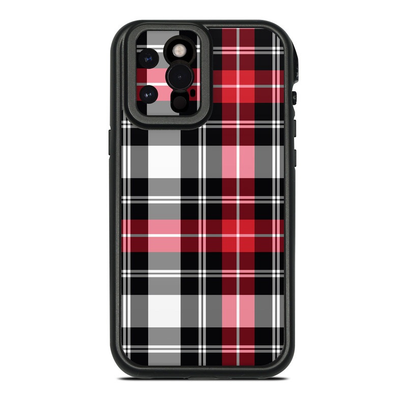 LifeProof iPhone 12 Pro Max fre Case Skin design of Plaid, Tartan, Pattern, Red, Textile, Design, Line, Pink, Magenta, Square, with black, gray, pink, red, white colors