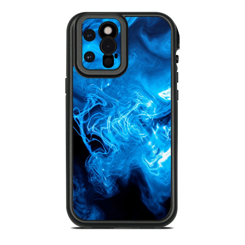 LifeProof iPhone 12 Pro Max fre Case Skin design of Blue, Water, Electric blue, Organism, Pattern, Smoke, Liquid, Art, with blue, black, purple colors