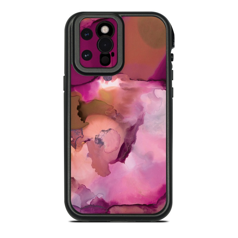 LifeProof iPhone 12 Pro Max fre Case Skin design of Purple, Pink, Watercolor paint, Magenta, Illustration, Art, with white, red, pink, white colors