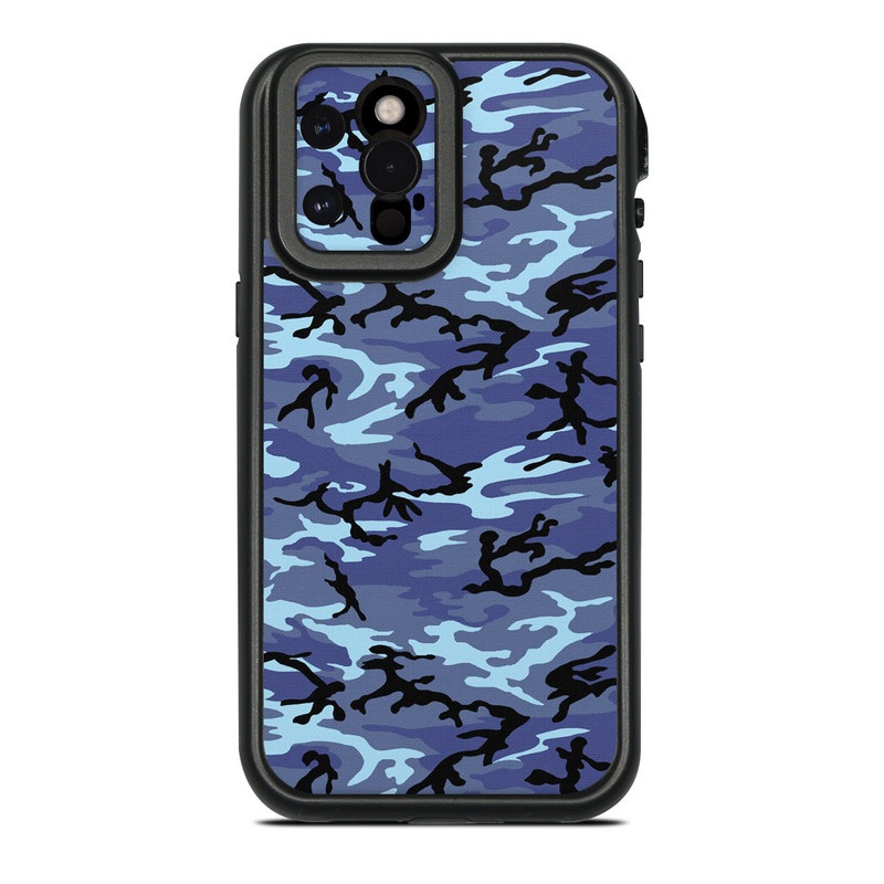 Lifeproof iPhone 12 Pro Max fre Case Skin design of Military camouflage, Pattern, Blue, Aqua, Teal, Design, Camouflage, Textile, Uniform, with blue, black, gray, purple colors