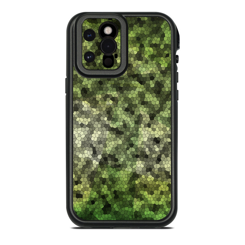 LifeProof iPhone 12 Pro Max fre Case Skin design of Green, Grass, Leaf, Plant, Pattern, Groundcover, with black, white, green, gray colors