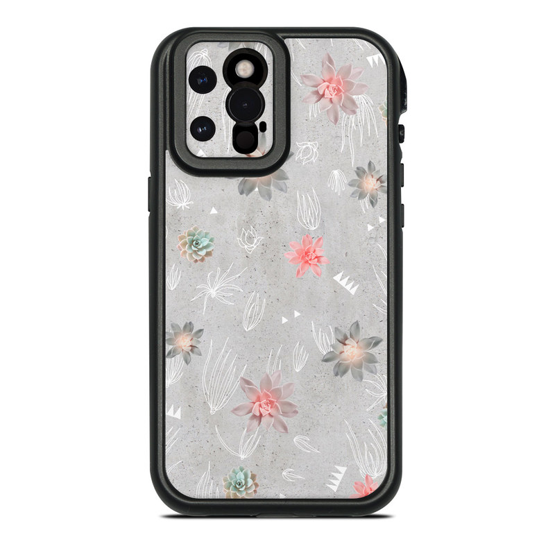 LifeProof iPhone 12 Pro Max fre Case Skin design of Pink, Pattern, Wrapping paper, Textile, Design, Wallpaper, Floral design, Plant, Flower, with gray, red, white, pink colors
