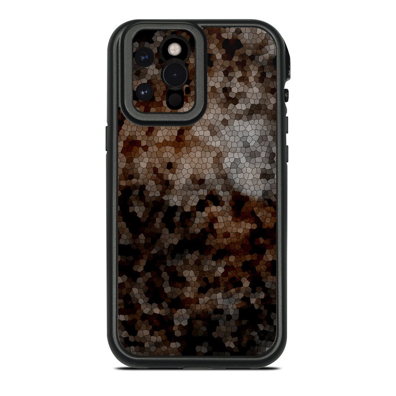 Lifeproof iPhone 12 Pro Max fre Case Skin design of Brown, Design, Soil, Pattern, Rock, Rust, Granite, Metal, with black, white, gray, brown colors