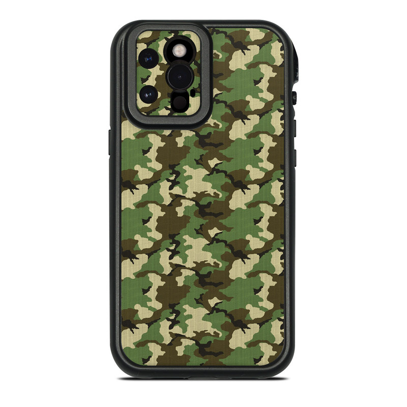 Lifeproof iPhone 12 Pro Max fre Case Skin design of Military camouflage, Camouflage, Clothing, Pattern, Green, Uniform, Military uniform, Design, Sportswear, Plane, with black, gray, green colors