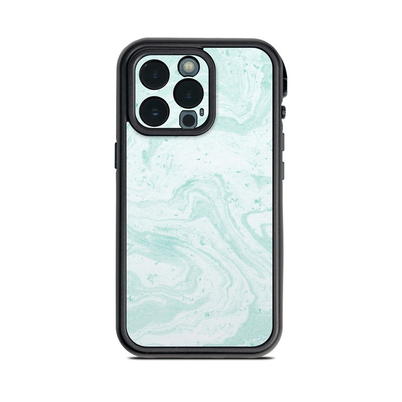 Lifeproof iPhone 13 Pro fre Case Skin design of White, Aqua, Pattern with green, blue colors