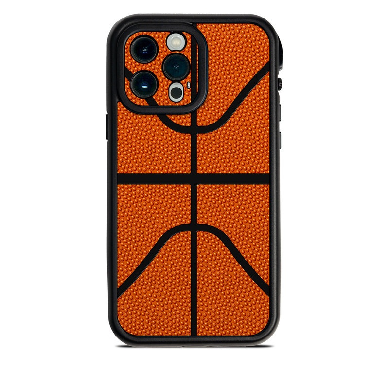 Lifeproof iPhone 13 Pro Max fre Case Skin design of Orange, Basketball, Line, Pattern, Sport venue, Brown, Yellow, Design, Net, Team sport, with orange, black colors