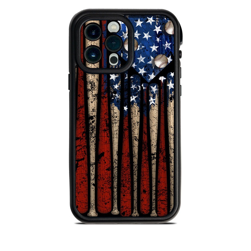 Lifeproof iPhone 13 Pro Max fre Case Skin design of Baseball bat, Baseball equipment, with black, red, gray, green, blue colors
