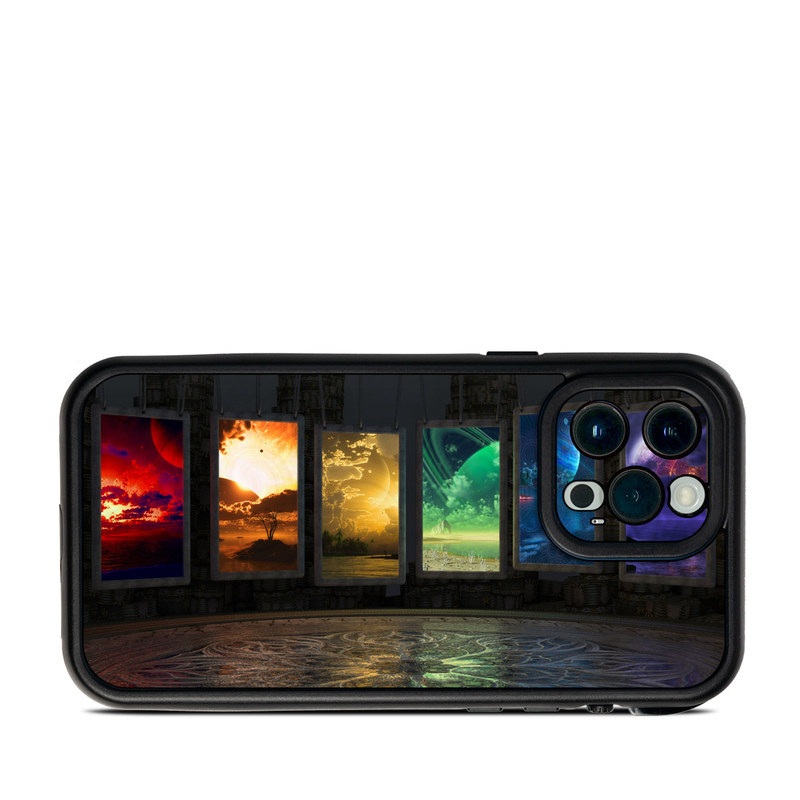 Lifeproof iPhone 13 Pro Max fre Case Skin design of Light, Lighting, Water, Sky, Technology, Night, Art, Geological phenomenon, Electronic device, Glass with black, red, green, blue colors