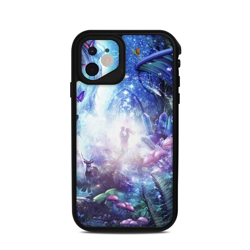 LifeProof iPhone 11 fre Case Skin design of Man, Woman, Fictional Character, Mythology, Bird, Wing, Mythical Creature, Deer, Tiger, Mushrooms, Butterfly, with white, blue, green, red, yellow, black, purple, gray colors