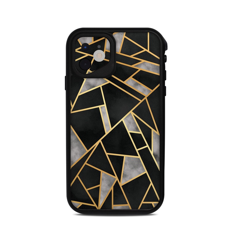 Lifeproof iPhone 11 fre Case Skin design of Pattern, Triangle, Yellow, Line, Tile, Floor, Design, Symmetry, Architecture, Flooring, with black, gray, yellow colors
