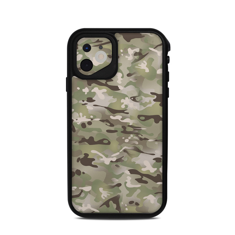 LifeProof iPhone 11 fre Case Skin design of Military camouflage, Camouflage, Pattern, Clothing, Uniform, Design, Military uniform, Bed sheet, with gray, green, black, red colors