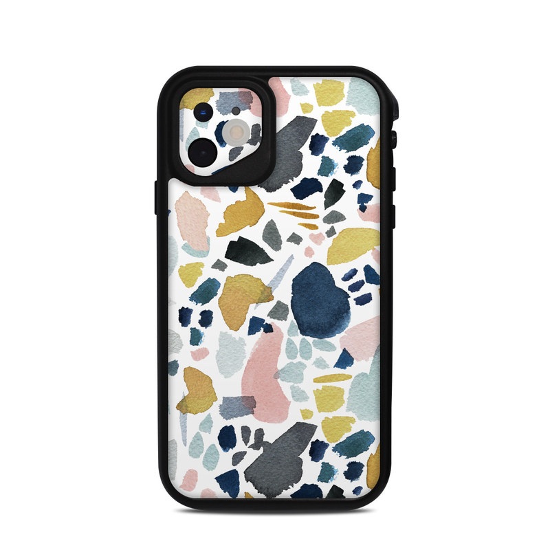 LifeProof iPhone 11 fre Case Skin design of Pattern, Aqua, Teal, Design, Textile, with white, blue, yellow, orange, pink, black colors