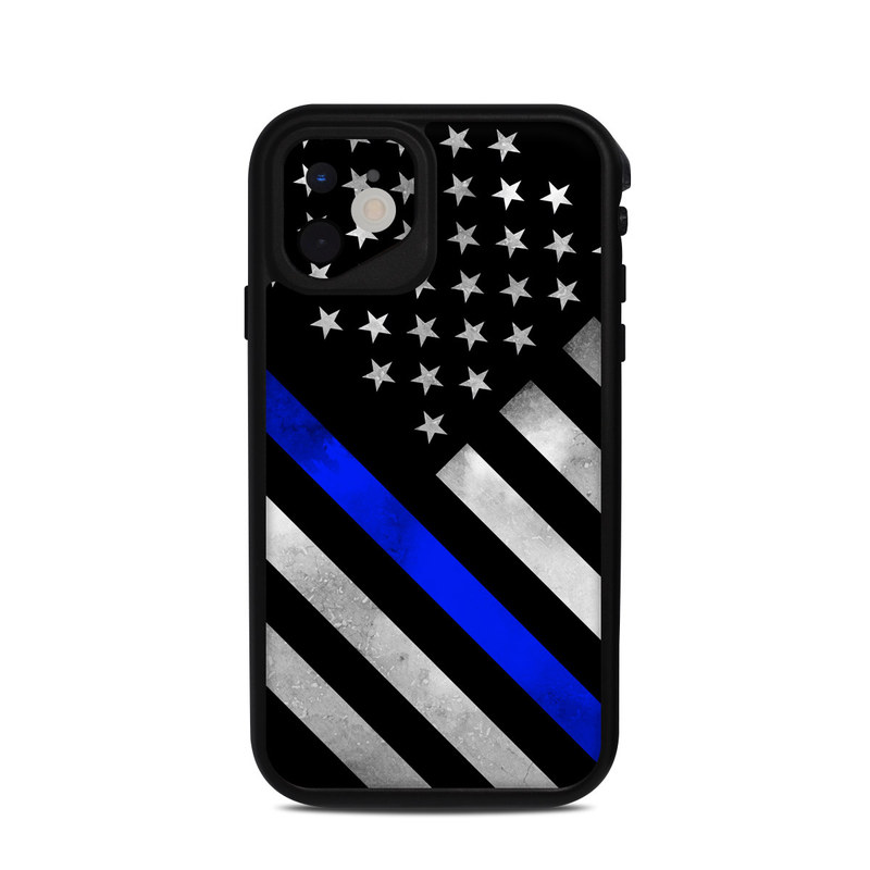 Lifeproof iPhone 11 fre Case Skin design of Flag of the united states, Flag, Cobalt blue, Pattern, Line, Black-and-white, Design, Monochrome, Electric blue, Parallel, with black, white, gray, blue colors