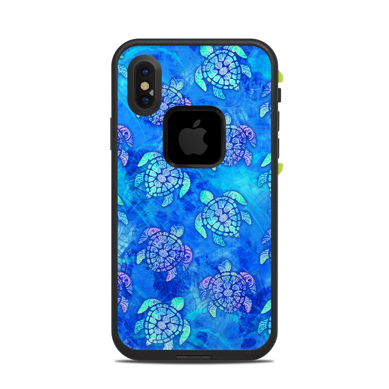  Skin design of Blue, Pattern, Organism, Design, Sea turtle, Plant, Electric blue, Hydrangea, Flower, Symmetry, with blue, green, purple colors