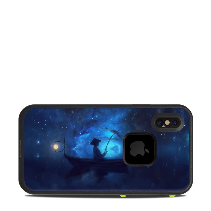LifeProof iPhone X fre Case Skin design of Sky, Night, Atmosphere, Light, Atmospheric phenomenon, Darkness, Screenshot, Space, Midnight, Moonlight, with white, blue, black, green, orange colors