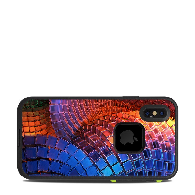 LifeProof iPhone X fre Case Skin design of Blue, Red, Orange, Light, Pattern, Architecture, Design, Fractal art, Colorfulness, Psychedelic art with black, red, blue, purple, gray colors