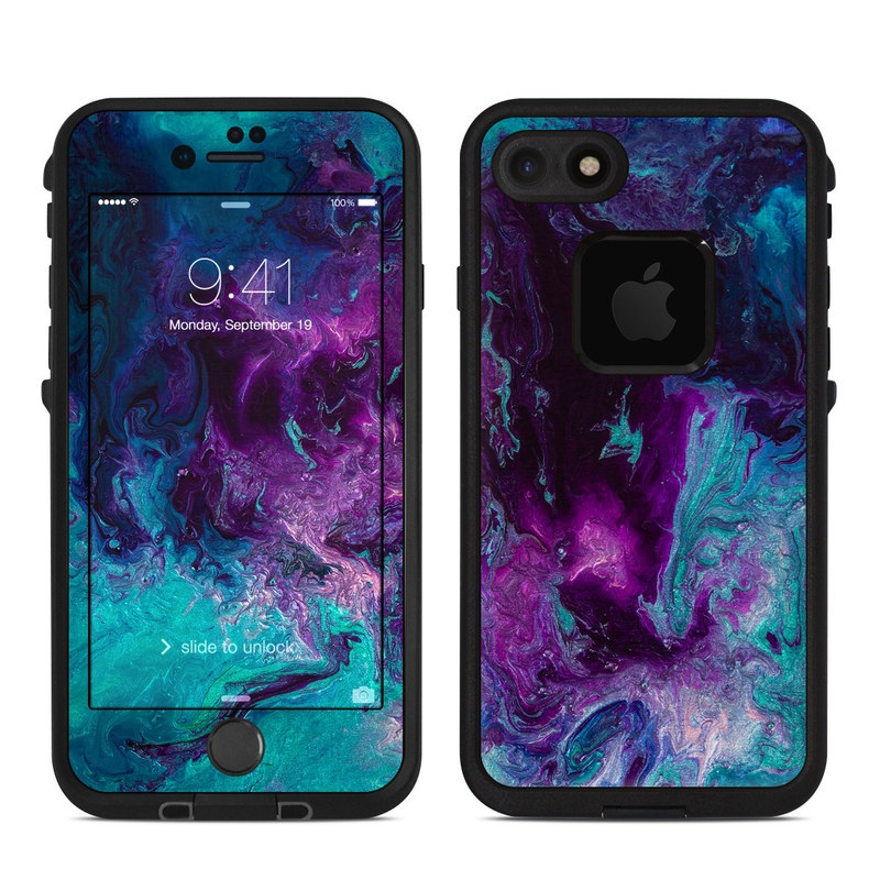 LifeProof iPhone 8 fre Case Skin design of Blue, Purple, Violet, Water, Turquoise, Aqua, Pink, Magenta, Teal, Electric blue, with blue, purple, black colors