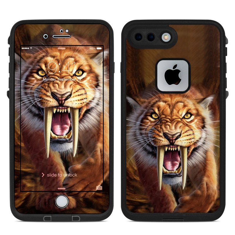 LifeProof iPhone 8 Plus fre Case Skin design of Roar, Felidae, Facial expression, Wildlife, Whiskers, Bengal tiger, Carnivore, Snout, Big cats, Fang, with black, orange, yellow, white colors