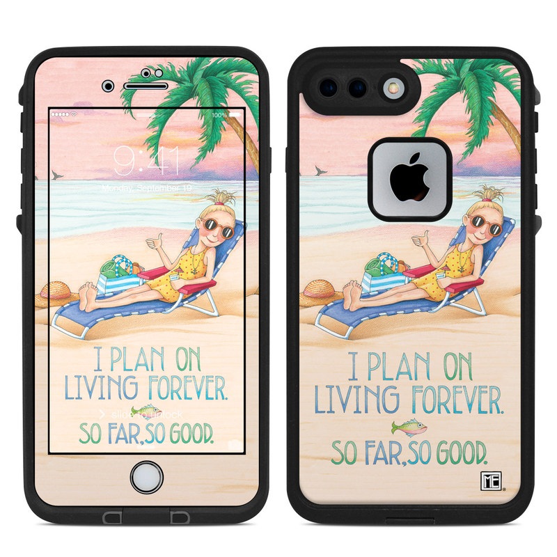 LifeProof iPhone 8 Plus fre Case Skin design of Vacation, Product, Summer, Aqua, Illustration, Sun tanning, Fictional character, Caribbean, Graphics, Happy, with pink, green, brown, yellow, blue, white, red colors
