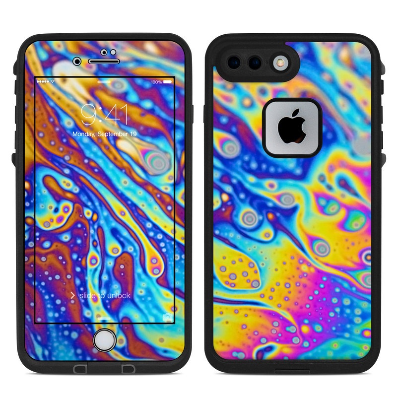 LifeProof iPhone 8 Plus fre Case Skin design of Psychedelic art, Blue, Pattern, Art, Visual arts, Water, Organism, Colorfulness, Design, Textile, with gray, blue, orange, purple, green colors