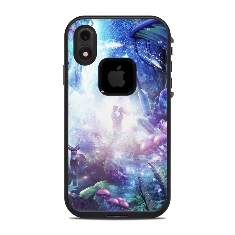 LifeProof iPhone XR fre Case Skin design of Man, Woman, Fictional Character, Mythology, Bird, Wing, Mythical Creature, Deer, Tiger, Mushrooms, Butterfly with white, blue, green, red, yellow, black, purple, gray colors