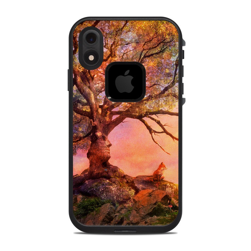 LifeProof iPhone XR fre Case Skin design of Nature, Tree, Sky, Natural landscape, Branch, Leaf, Woody plant, Trunk, Landscape, Plant with pink, red, black, green, gray, orange colors