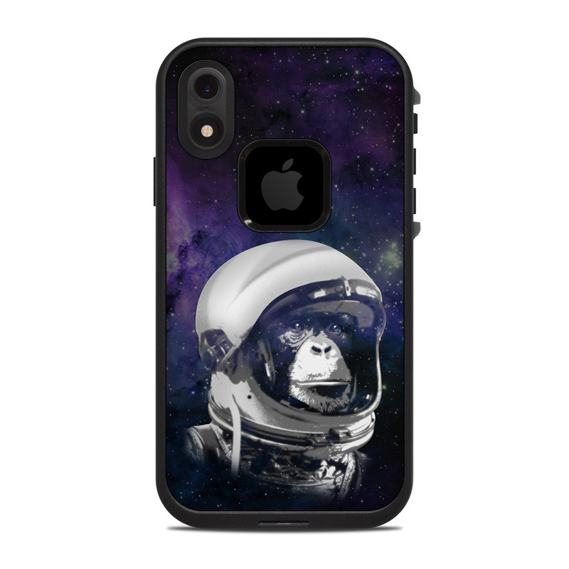LifeProof iPhone XR fre Case Skin design of Helmet, Astronaut, Personal protective equipment, Illustration, Space, Outer space, Headgear, Fictional character, Sports gear, Football gear with black, gray, blue, white colors