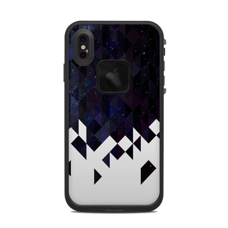 LifeProof iPhone XS Max fre Case Skin design of Text, Pattern, Graphic design, Font, Purple, Design, Line, Triangle, Logo, Graphics, with black, blue, white colors