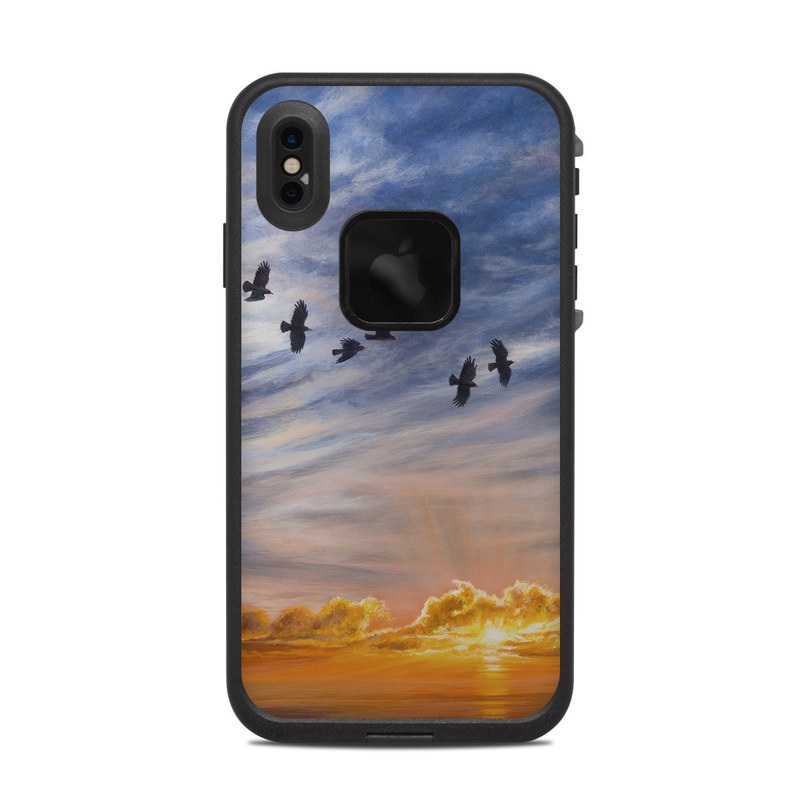 LifeProof iPhone XS Max fre Case Skin design of Sky, Cloud, Nature, Blue, Daytime, Atmosphere, Sunset, Afterglow, Evening, Horizon, with black, blue, yellow, orange, white colors