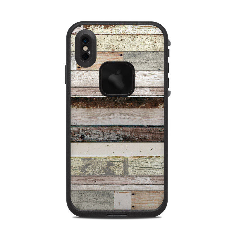 LifeProof iPhone XS Max fre Case Skin design of Wood, Wall, Plank, Line, Lumber, Wood stain, Beige, Parallel, Hardwood, Pattern with brown, white, gray, yellow colors
