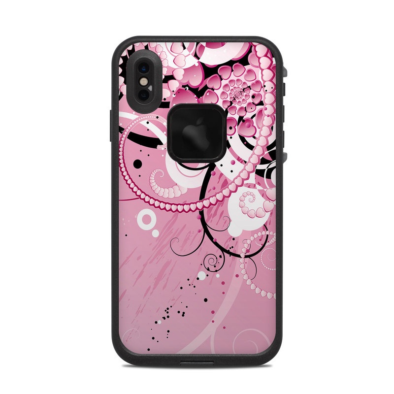 LifeProof iPhone XS Max fre Case Skin design of Pink, Floral design, Graphic design, Text, Design, Flower Arranging, Pattern, Illustration, Flower, Floristry, with pink, gray, black, white, purple, red colors