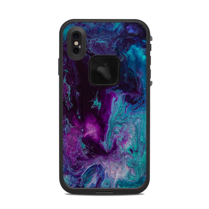 LifeProof iPhone XS Max fre Case Skin design of Blue, Purple, Violet, Water, Turquoise, Aqua, Pink, Magenta, Teal, Electric blue with blue, purple, black colors
