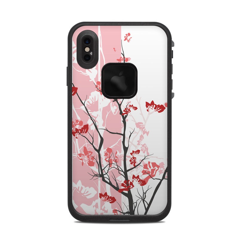 LifeProof iPhone XS Max fre Case Skin design of Branch, Red, Flower, Plant, Tree, Twig, Blossom, Botany, Pink, Spring with white, pink, gray, red, black colors