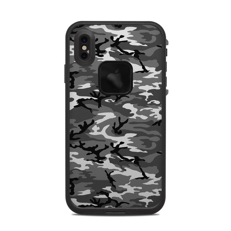 LifeProof iPhone XS Max fre Case Skin design of Military camouflage, Pattern, Clothing, Camouflage, Uniform, Design, Textile with black, gray colors