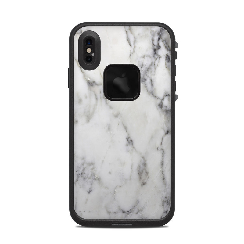 LifeProof iPhone XS Max fre Case Skin design of White, Geological phenomenon, Marble, Black-and-white, Freezing with white, black, gray colors