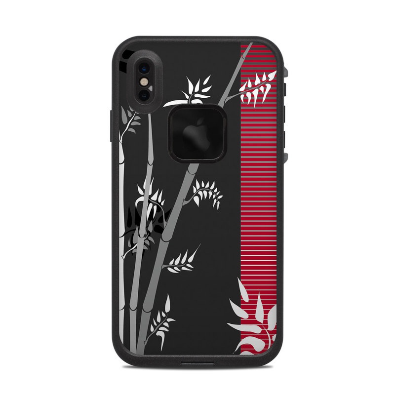 LifeProof iPhone XS Max fre Case Skin design of Tree, Branch, Plant, Graphic design, Bamboo, Illustration, Plant stem, Black-and-white, with black, red, gray, white colors