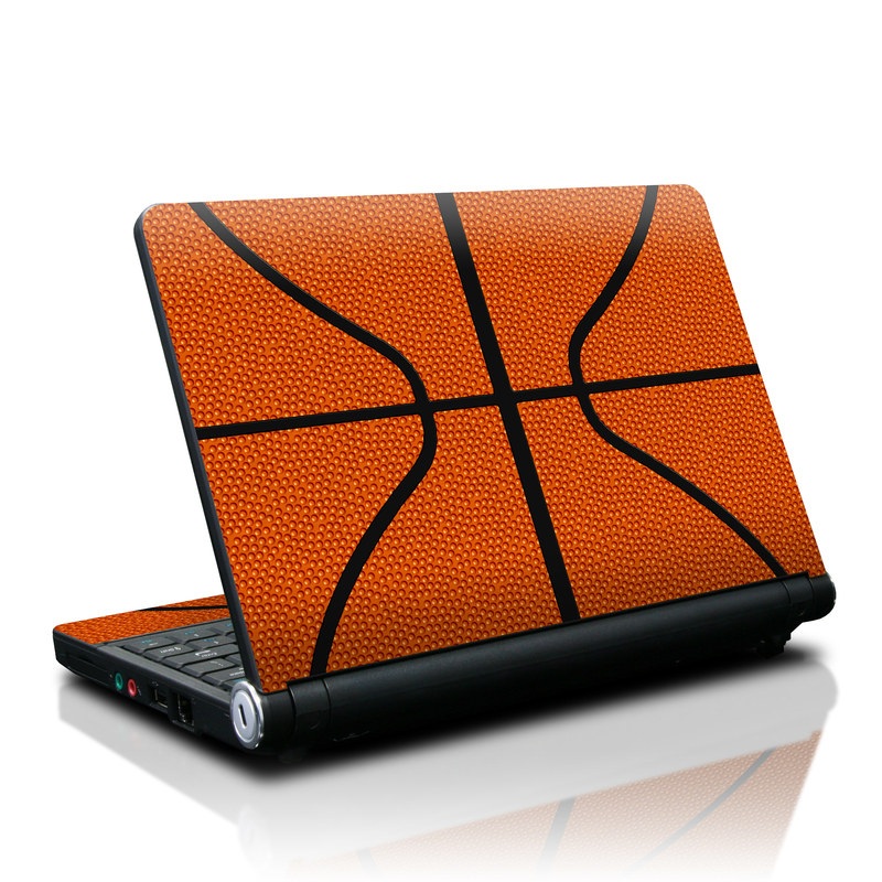 Lenovo IdeaPad S10 Skin design of Orange, Basketball, Line, Pattern, Sport venue, Brown, Yellow, Design, Net, Team sport, with orange, black colors